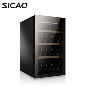 Refrigerador enfriador de vino con puerta de espejo de cristal SICAO 121L 48 botellas