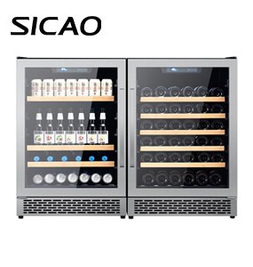 Enfriador de vino y bebidas con compresor de enfriamiento de ventilador de acero inoxidable con pantalla de vidrio para debajo del mostrador SICAO 300L para cocina Modelo: JC-150